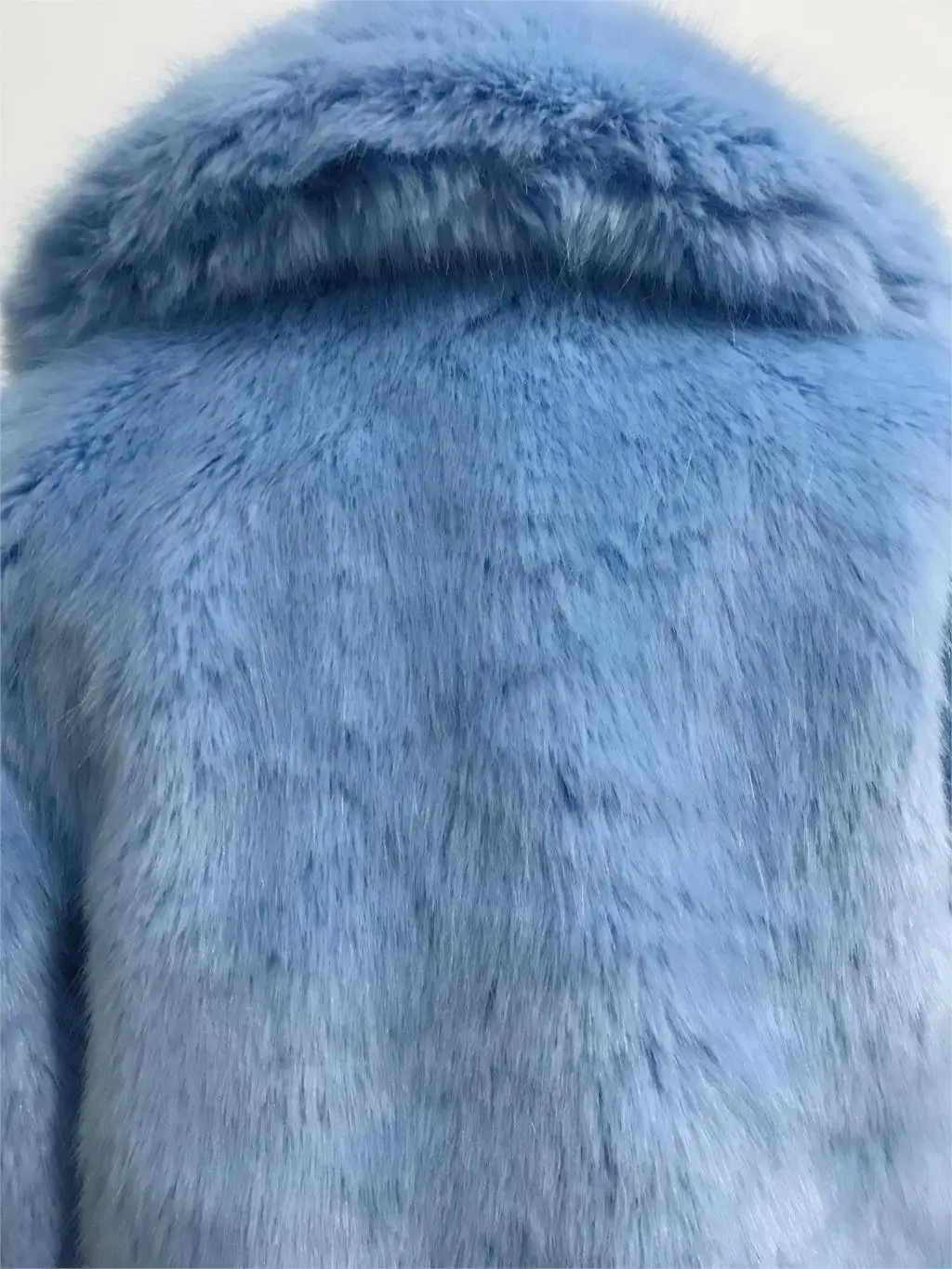 Sunimperial light blue shaggy women faux fur jacket mid length coat