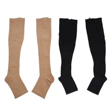 2 комплекта, увеличивающие циркуляцию, Компрессионные гольфы, чулки для поддержки ног, 1 комплект черного цвета S& 1 комплект бежевого цвета L