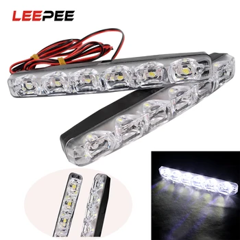 

LEEPEE Car Daytime Running Lights DRL DC 12V Daytime LED Light 6 LEDs Waterproof Daylight