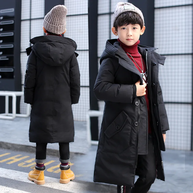 

BOY'S Quilted Cotton Coat Mid-length Solid Color Warm Coat 2018 Winter New Style Korean-style Trend Big Boy Thick Cotton Coat