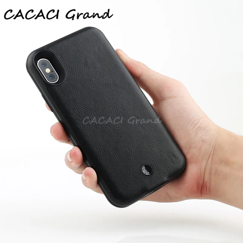 

4000/5000 mah Battery Charging Case for iphone X XS Leather Patterm Portable Charger Cover Power Case for iphone 6 6s 7 8 plus