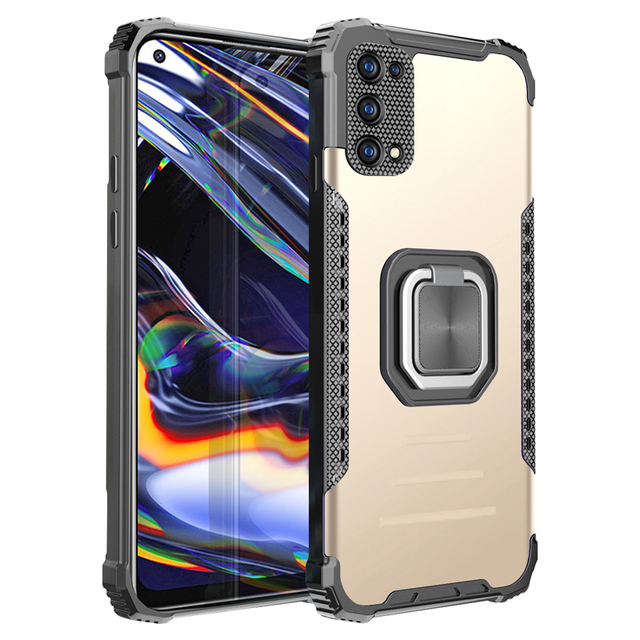 Case for Oppo Realme 7 Pro Reno 4 Reno 5 A15 A93 A92 A72 A53 A31 Armor Metal Ring Coque Anti-fall Mobile Phone Case Cover