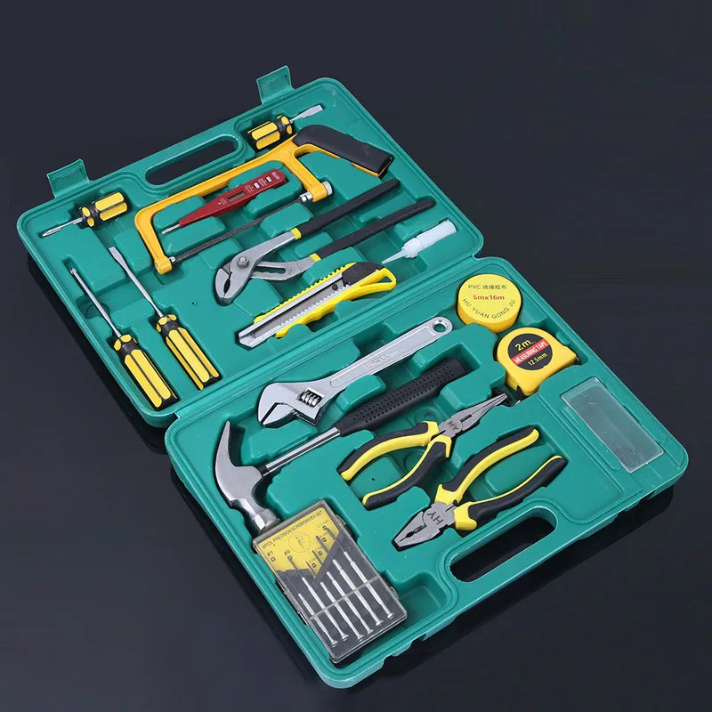 

22pcs Tool Set Knife/pliers/wrench/phillips Screwdriver/Electrical Tape/Claw Hammer/Vise Composite Metal Toolbox HandTool Kit