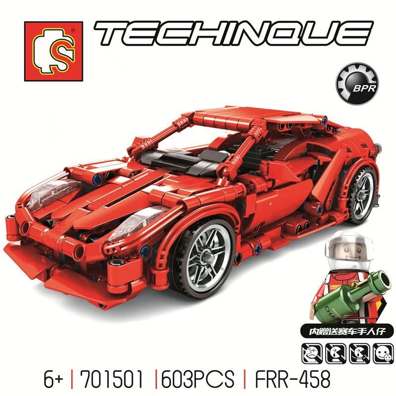 

701501 603pcs technic speed champions super racing car pull back building blocks Toys For Children