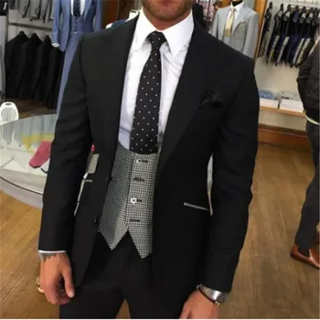 

Handsome One Button Groomsmen Peak Lapel Groom Tuxedos Men Suits Wedding/Prom Best Man Blazer ( Jacket+Pants+Tie+Vest)