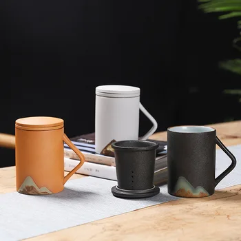 

Modern Creative Ceramic Mug with Lid Filter Tea Cup Large Capacity Office Simple Tea Tea Cup Home Tea Cup Water Cup
