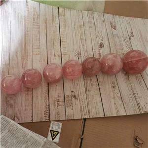 DHX SW high quality natural dark pink quartz crystal sphere with star healing chakra spirit gemstone rose quartz ball