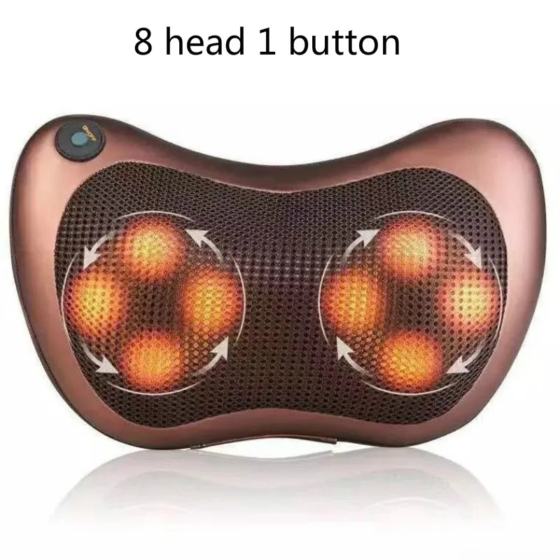 8 head 1 button Массажер для головы и шеи, Массажная подушка для релаксации, вибратор для шеи, плеча, спины, разминающая инфракрасная Подушка терапевтическая - Цвет: 8 head 1 button