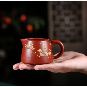 

Yixing Classic purple clay Fair Cup Cha Hai Plum blossom Teacup Handmade Tea set Accessories Dahongpao Authentic 140ml