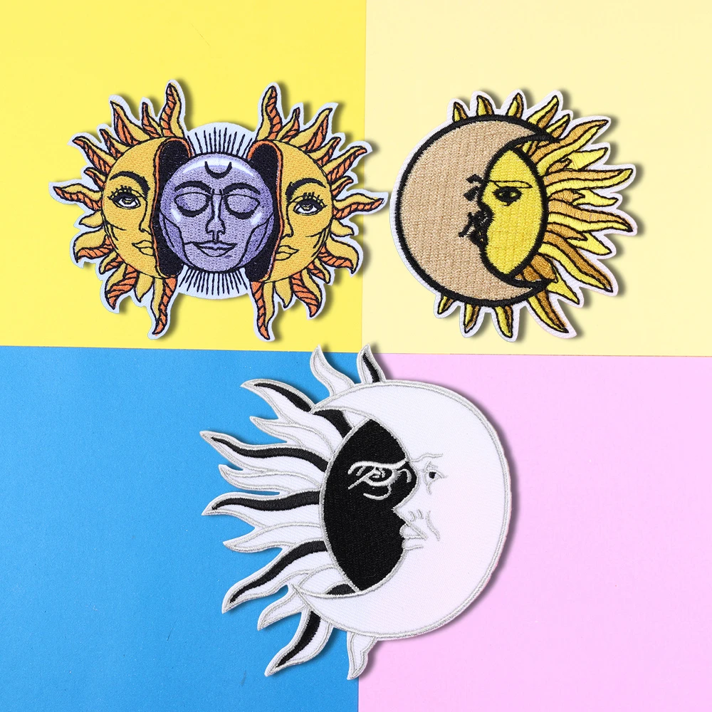 Cartoon The combination of the sun and moon Patches Badges Iron On For Kids Clothing Stickers T-shirt Jeans Applique | Дом и сад