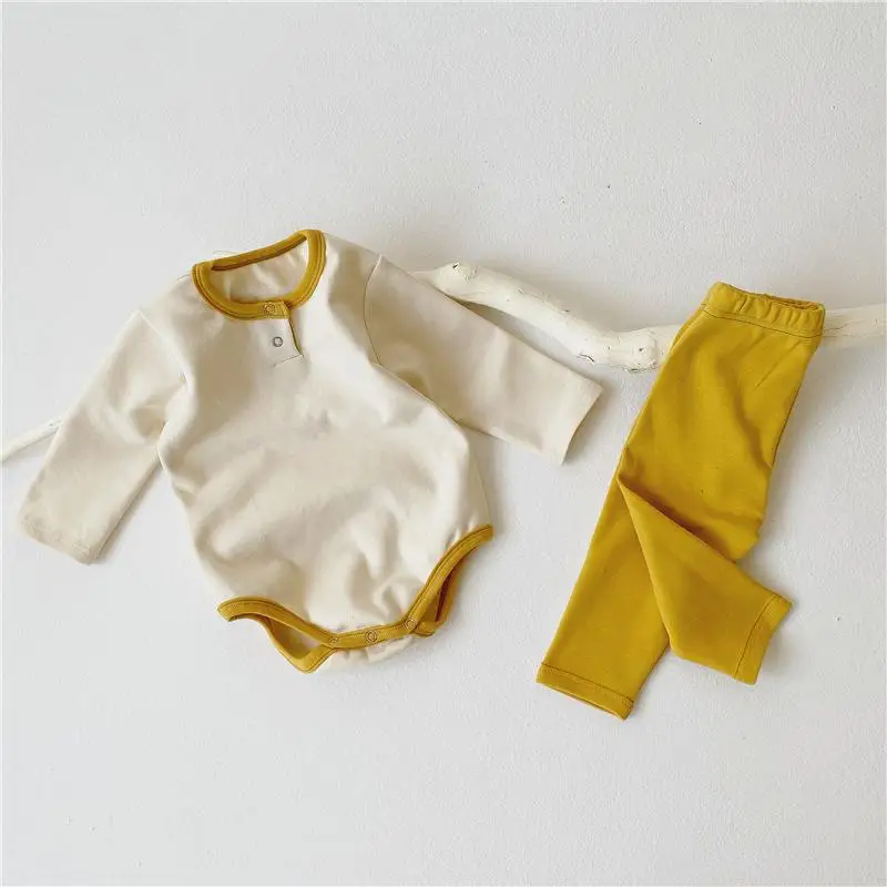 Комплект из двух предметов; Одежда для маленьких девочек; два комплекта; Новинка; детская утепленная удобная и дышащая домашняя одежда - Цвет: Цвет: желтый