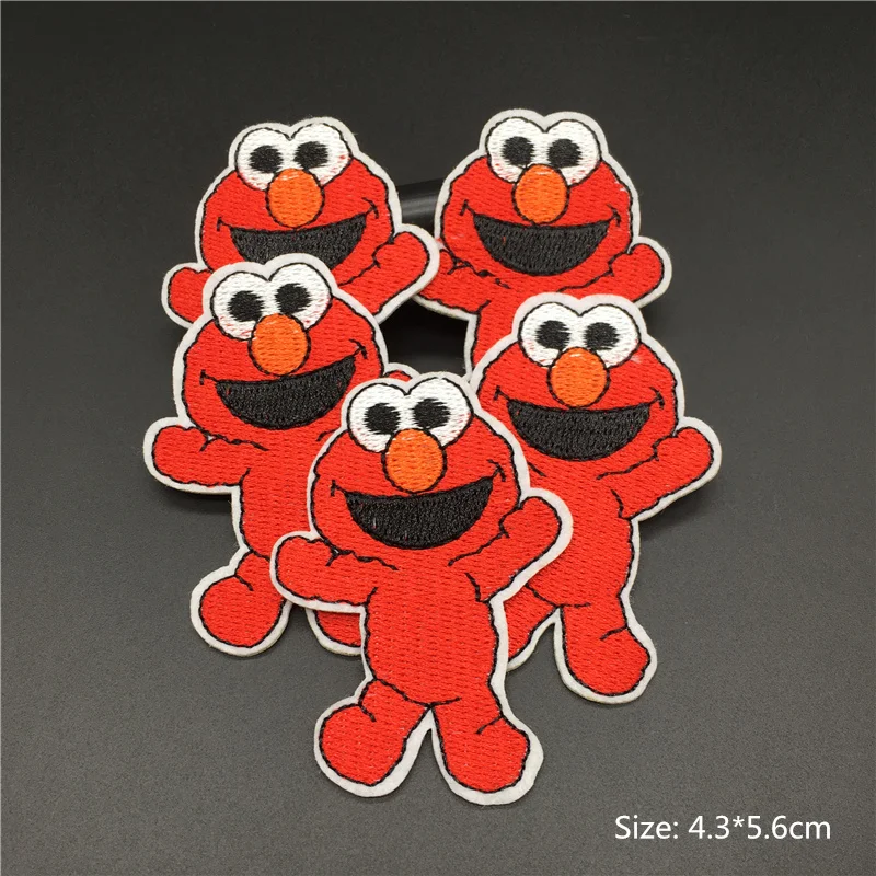 5PCS/set Sesame Street Elmo Cookie Monster Patches for Clothes Embroidery Iron On Patches Cute DIY Stickers Clothes Kids T-shirt 