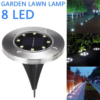 

8 LED Solar Power Disk Light Ground Lamp Light Spot Lamp Outdoor Path Way Yard Waterproof Lawn Lamps