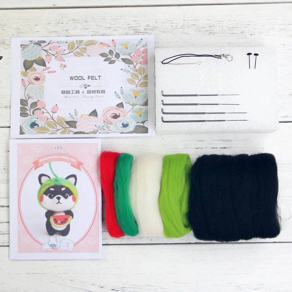 

2020 New Watermelon Doll Wool Felt Craft DIY Non Finished Poked Set Handcraft Kit For Needle Material Bag Pack