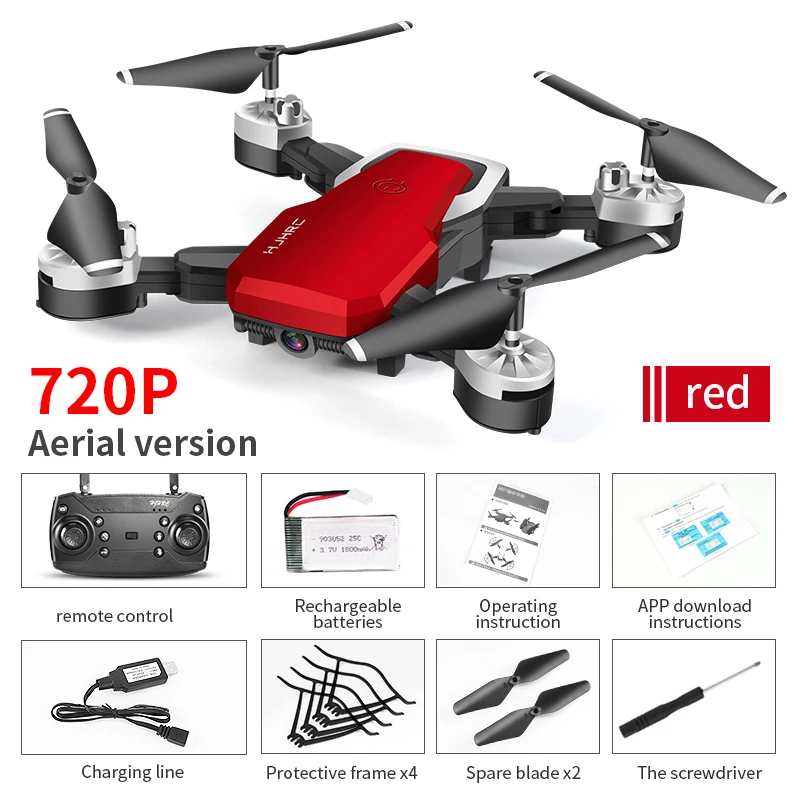4K RC вертолет Дрон с камерой HD 1080P wifi FPV селфи Дрон Профессиональный складной Квадрокоптер 24 минуты Срок службы батареи HJ28 - Цвет: red 720P