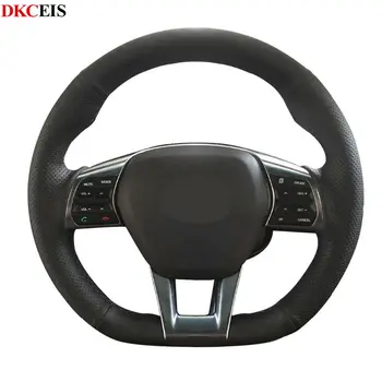 

DIY Hand-stitched Black Soft PU Artificial Leather Car Steering Wheel Cover for Hyundai Sonata 9 2017 2016 2015 (3-Spoke)