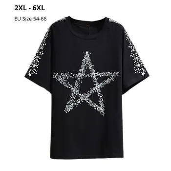 

Plus Size 6XL 5XL 4XL 3XL Summer Women Short Sleeves T Shirts 2020 Geometric Print Black Cotton T Shirt Poleras Oversize Mujers