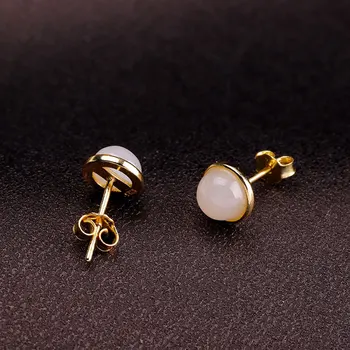 

character gold-plated silver product S925 pure silver jewelry fashion simple natural hetian jade earrings a undertakes