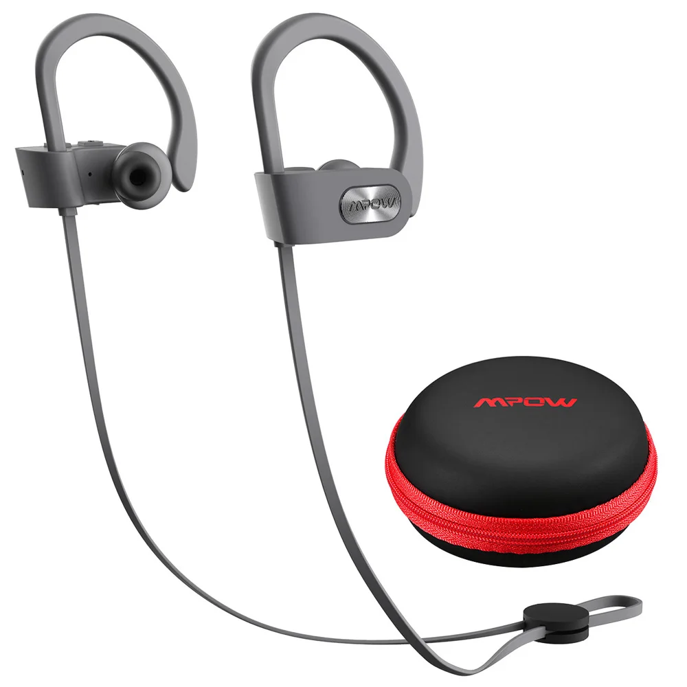 Mpow пламя IPX7 водонепроницаемые Bluetooth 4,1 наушники с шумоподавлением Наушники Hi-Fi стерео Беспроводные спортивные наушники с микрофоном чехол - Цвет: Grey Headphone