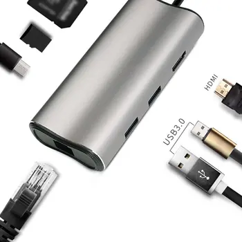 

Type C To Hdmi 4K / Usb3.0 / Sd Card / Tf / Pd Adapter Usb C Converter For Laptop For Macbook Pixel Chromebook For Huawei
