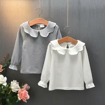 

Baby Kid Girl Pullover Long Sleeve Cotton Top Ruffle T Shirt Tee Clothes Sweet Toddler O-neck Solid Tops