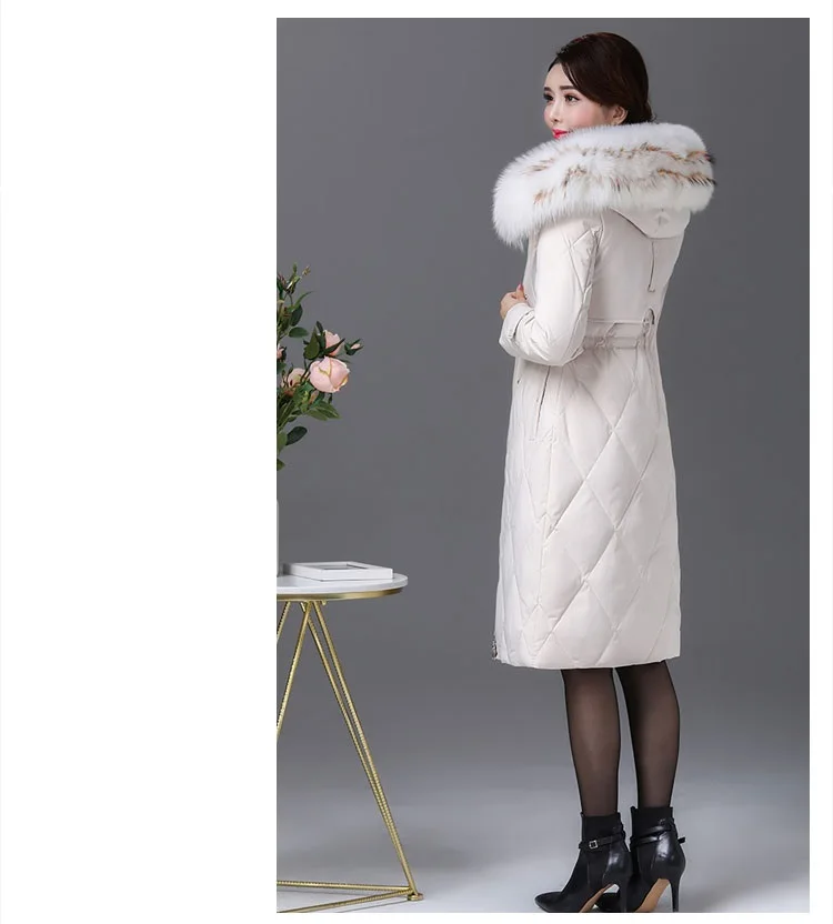 Новинка, модная Женская парка, зимний пуховик, отстегивающееся пальто с капюшоном из лисьего меха, ветронепроницаемое теплое длинное пальто