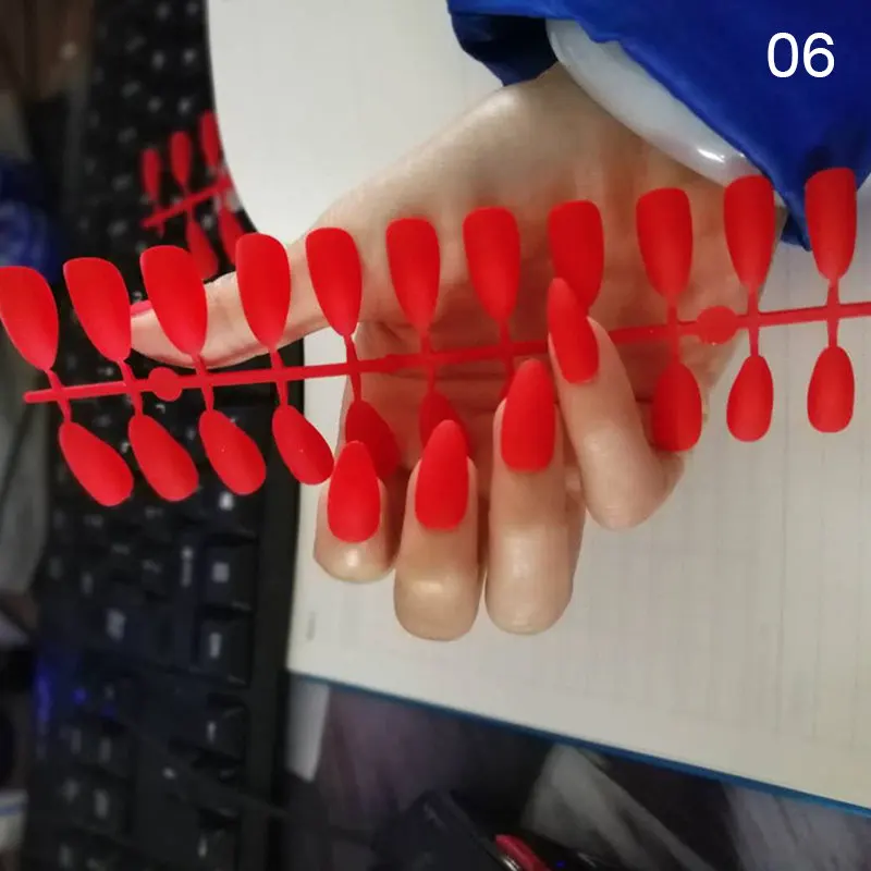 Matte Nail Tip 6 Съемный полное покрытие поддельные ногти Типсы с клеем, стикер смешанный шаблон многоразовые инструменты для украшения ногтей - Цвет: Matte Nail Tip 6