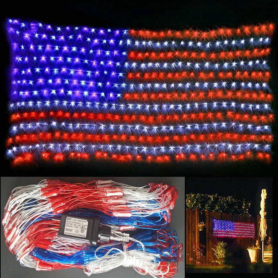 USA Flaggen Beleuchtung 420 LED Schnur Licht Nicht Wasserdicht Led Flag Net  Licht Der Vereinigten Staaten Streifen Licht Für Partei Ferienzeit Von  15,17 €