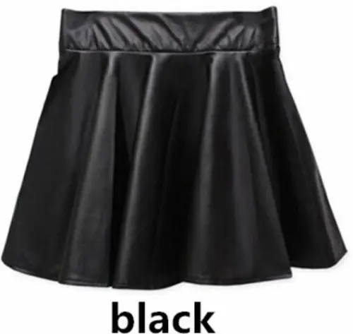 Faux Leather Skater Flare Skirt  Elastic Waist Mini Skater Skirt - Pu  Leather High - Aliexpress