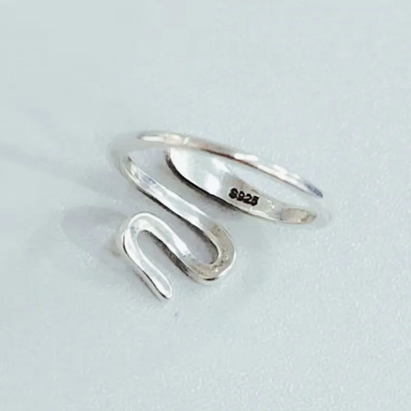 DreamySky Bijoux Boho стильные 925 пробы серебряные кольца в виде змейки для женщин Подарки большие Регулируемые кольца на палец