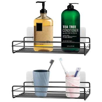 

Shower Caddy Basket Shelf 2 Pack Shampoo Holder Organizer Rustproof Wall Mounted Bathroom Shelf Without Drilling