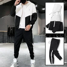

2022 Spring New Fashion Leisure Sportwear Mens Tracksuit set Casual Hooded Sweatshirts and Drawstring Pants Two Piece Outfits