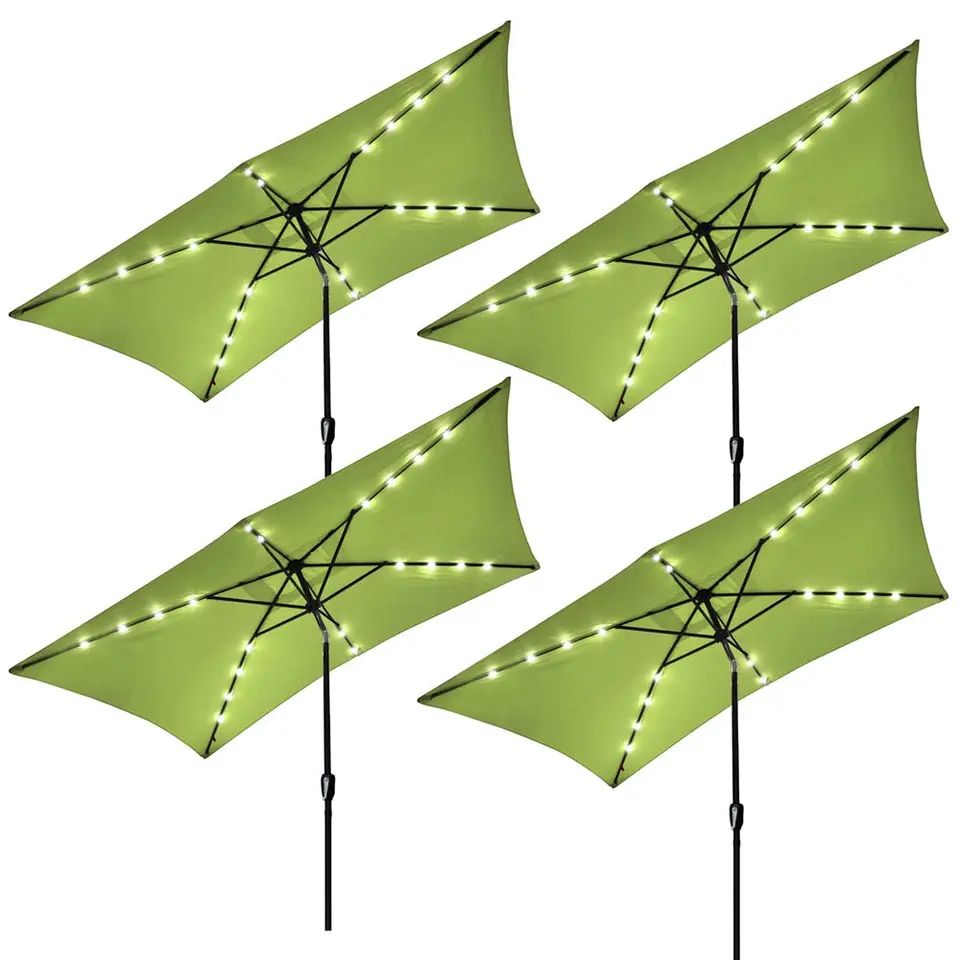 Yestarry 10x6 5ft Outdoor Rectangle Solar Powered Led Patio Umbrella With Crank Tilt For Garden Table Market Pack Of 4 Aliexpress