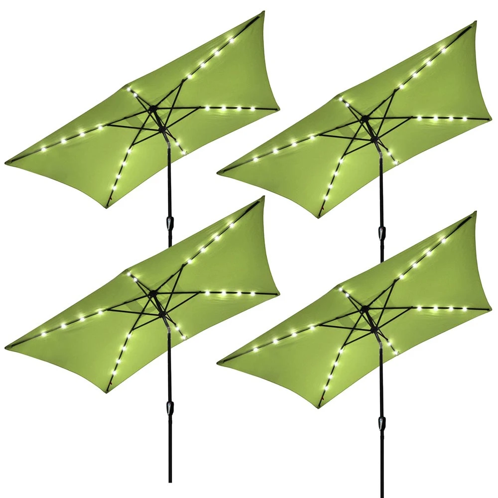 Yestarry 10x6 5ft Outdoor Rectangle Solar Powered Led Patio Umbrella With Crank Tilt For Garden Table Market Pack Of 4 Aliexpress