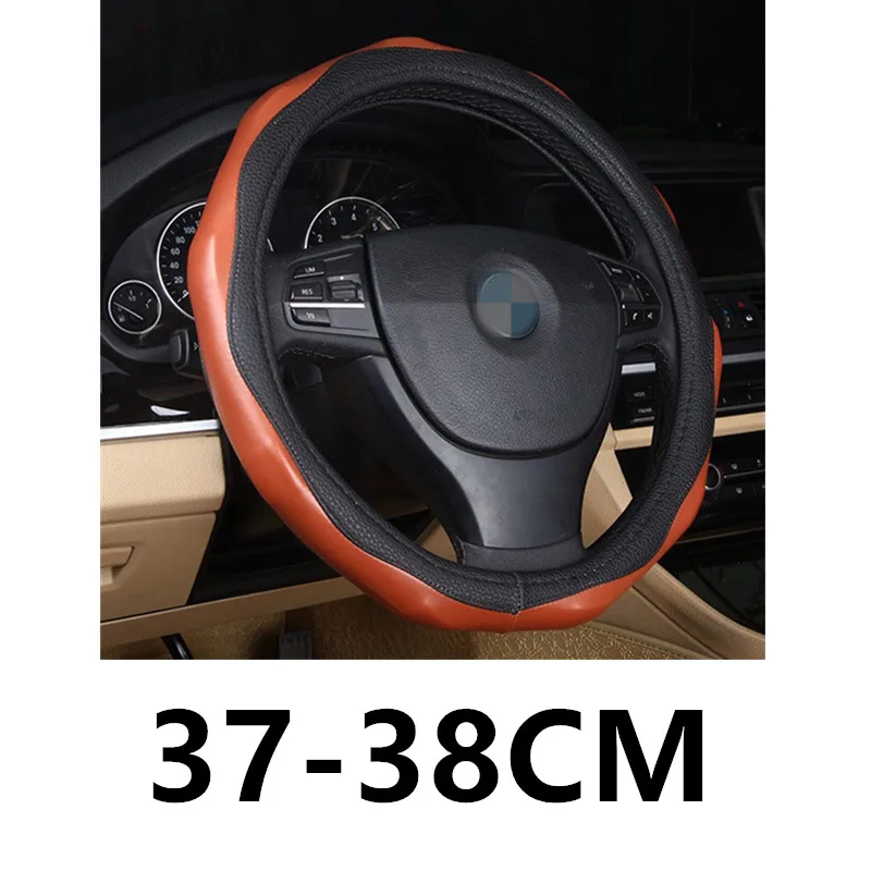 CA413-1-M 35-40 см Натуральная кожа крышка колеса экологически чистый Автомобильный руль спортивный протектор для автомобиля руль 38 см - Название цвета: CA413-1-M