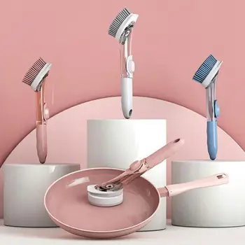 

Kitchen Cleaning Tools 2 in 1 Long Handle Cleaning Brush with Removable Brush Sponge Dispenser Dishwashing Brush Set