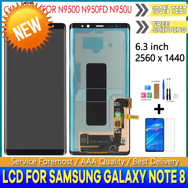ЖК дисплей AMOLED 6 3 дюйма для SAMSUNG GALAXY Note 8 N9500 с сенсорным экраном и дигитайзером в