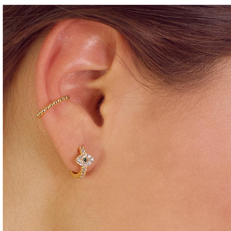Delicate Punk Small Hoop Earrings for Women 925 Sterling Silver Circle 2020 new Evil Eye Earings Gold Color Jewelry|Серьги-кольца| |