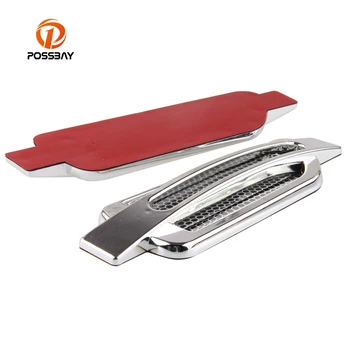 

POSSBAY 2 Pcs Universal Auto Car Air Intake Flow Vent Fender Decorative Stickers Side Mesh Cover Hood Bonnet ABS Car-styling