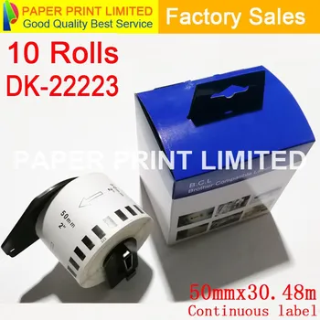 

10 Rolls Compatible DK-22223 Label 50mm*30.48M Continuous Compatible Brother Printer QL-570 QL-700 All Come With Plastic Holder