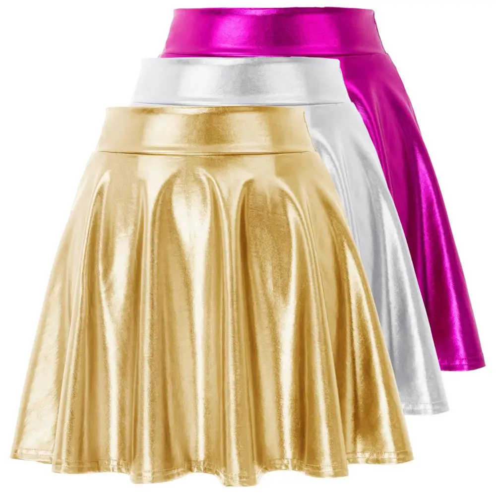 

Belle Poque Women PU Leather Sexy Mini Skirt Leather Shiny Skirts High Waist mini Pleated Short Skirts 2019 Fashion Womens