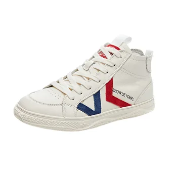 

Genuine leather high-top shoes women 2020 spring casual shoes women's shoes white shoes flat sports shoes ladies