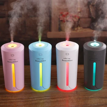 

230ml Mini Air Humidifier USB Ultrasonic Humidifier Car Aroma Diffuser Electric Essential Oil Diffuser Cup 7 Color LED Lights