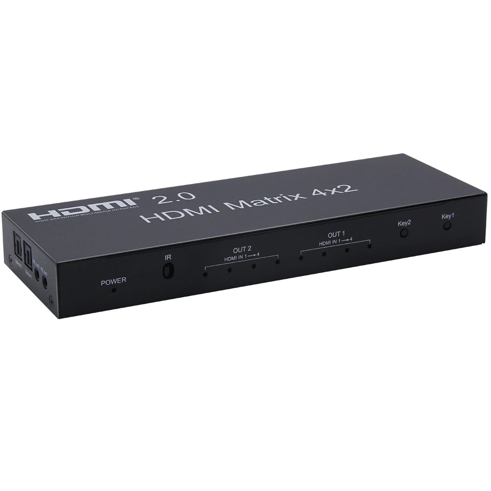 HDMI2.0 HDMI матричный скейлер 4X2 с toslink аудио HDMI 2,0 матрица 4 в 2 из 4 к 60 Гц HDCP 2,2 с EDID& HDMI ИК-управлением