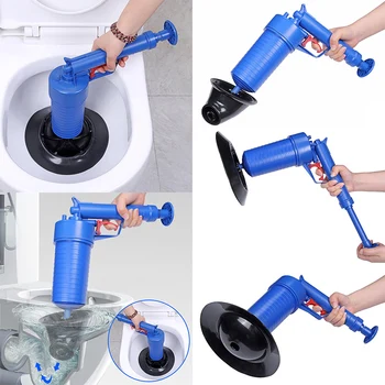 Pomp Voor Bad Afvoer Blaster Gun Badkamer Gereedschap Air Power Hoge Druk Opener Krachtige Toiletten 1Set Handleiding Sink plunger Cleaner