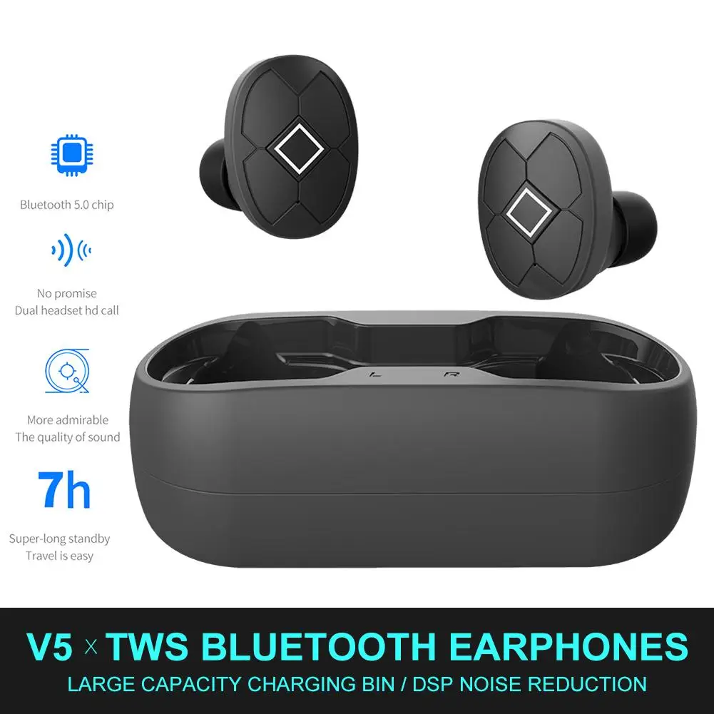 V5TWS Bluetooth наушники 5,0 Беспроводная низкомощная Спортивная bluetooth-гарнитура Шумоподавление для бега и пешего туризма