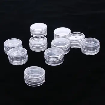 

10Pcs Transparent Mini Plastic Portable Cosmetic Empty Jar Pot Eyeshadow Makeup Case Storage Face Cream Lip Balm Container