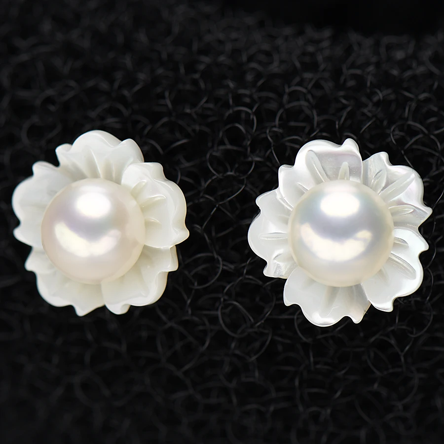 Женские серьги гвоздики из серебра с натуральным жемчугом 3 цвета|stud earrings|earrings
