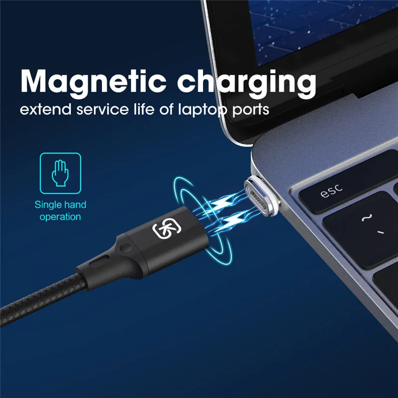 Najtaniej PD 100W magnetyczny kabel do ładowania szybkie ładowanie USB C typu C kabel do Macbooka Pro Laptop telefon komórkowy odwracalne Mag kabel SIKAI