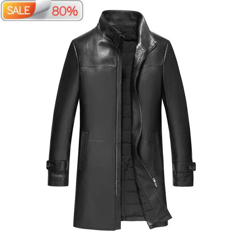 

Men's Genuine Long Sheepskin Coat Winter Duck Down Jacket Men Real Leather Jackets 2020 17037 B23627